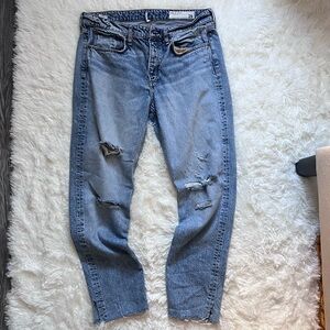 Rag & Bone Distressed Straight Leg Blue Jeans